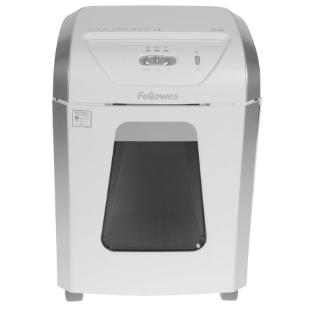 Шредер Fellowes PowerShred 15С белый (секр.P-4) фрагменты 15лист. 19лтр. скрепки скобы пл.карты