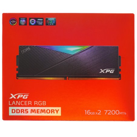 Оперативная память XPG Lancer, DDR5, 32GB (2x16GB), 7200MHz, CL34, DIMM, с радиаторами, RGB, черный