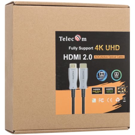 Активный оптический кабель VCOM TCG2020-40M HDMI 19M/M,ver. 2.0, 4K@60 Hz 40m VCOM TCG2020-40M