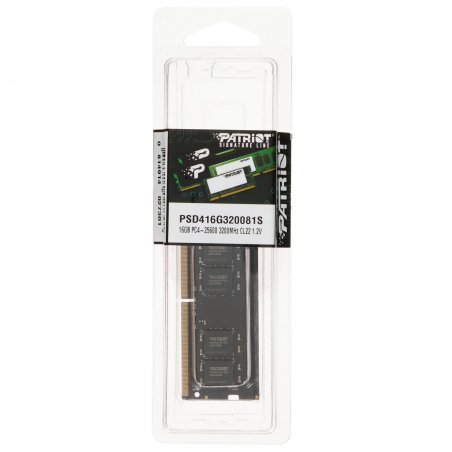 Оперативная память Patriot Signature, DDR4, 16GB (1x16 GB), 3200 MHz, CL22, SO-DIMM