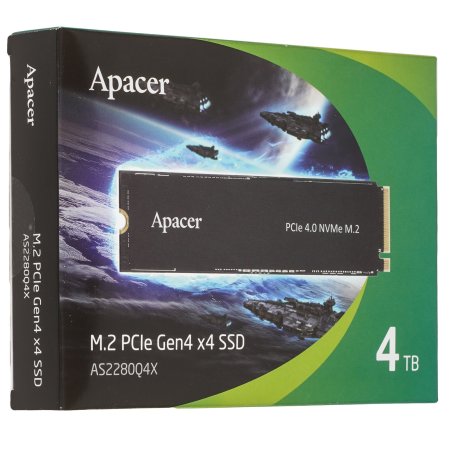 Накопитель SSD Apacer AS2280Q4X, 4Tb, PCIe 4.0 x4, M.2 2280, NVMe 1.4, R/W 5000/4400, с радиатором