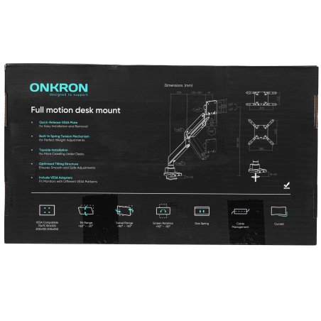 Кронштейн для мониторов Onkron G130 черный 17"-57" макс.27кг настольный поворот и наклон