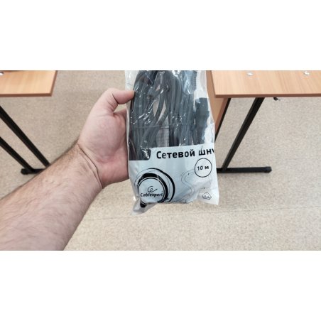 Кабель Кабель питания Gembird 10.0м, VDE(0.75мм), черный, с зазем., пакет PC-186-VDE-10M