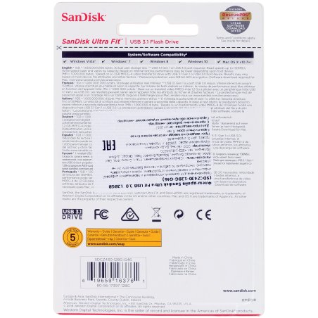 Флешка USB Sandisk 128Gb ULTRA FIT SDCZ430-128G-G46 USB3.1 черный
