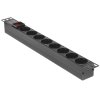 Блок розеток горизонтальный ExeGate ServerPro PDU-19H802 Al-8S-EU1.8-SW, 19", 1U, Алюминий, 8 Schuko, кабель с евровилкой VDE-250V-16A-3*1.5мм2, 1.8 метра, выкл. с подсветкой, черный