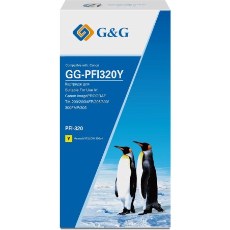 Картридж струйный G&G GG-PFI320Y (PFI-320Y) желтый (300 мл) для Canon imagePROGRAF TM-200/200MFP/205/300/300MFP/305