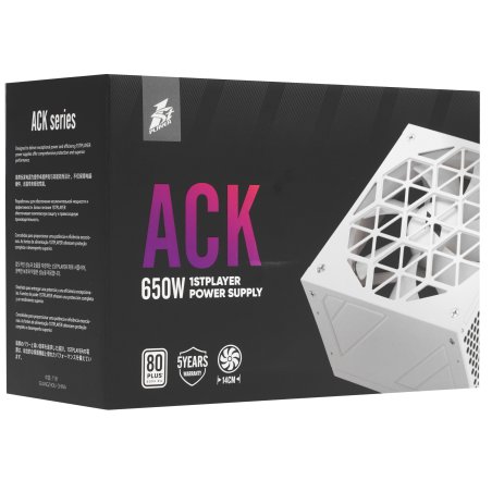 Блок питания 1STPLAYER ACK HA-650AC1-WH, 650Вт, 80 PLUS Standard, 140мм, белый