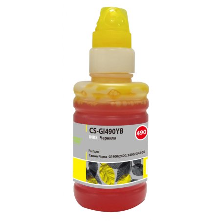 Чернила Cactus CS-GI490YB желтый100мл для Canon Pixma G1400/G2400/G3400