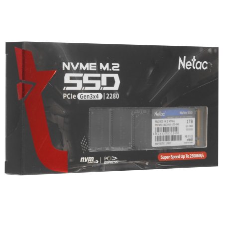 Накопитель SSD Netac NV2000, 1Tb, PCIe 3.0 x4, M.2 2280, NVMe, R/W 2500/2100