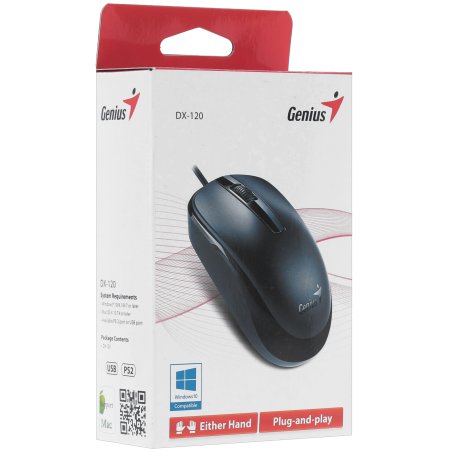 Мышь проводная Genius DX-120 черный, 1000 dpi, USB, кнопки - 3