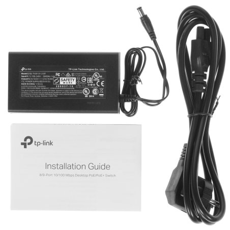 Коммутатор 9-port 10/100Mbps unmanaged switch with 8 PoE+ ports, compliant with 802.3af/at PoE, 65W PoE budget, support 250m Extend Mode, Priority mode and Isolation mode, desktop mount, plug and play.