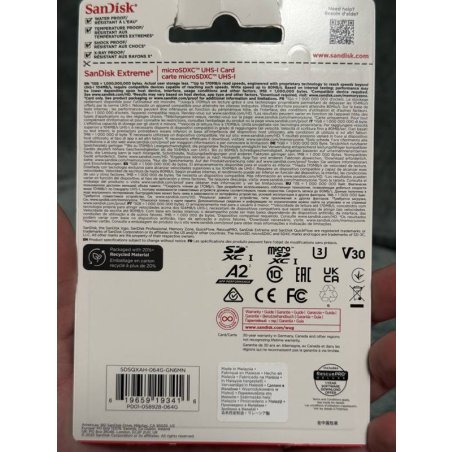 Флеш карта microSD 64Gb SanDisk microSDXC Class 10 UHS-I A1 C10 V30 U3 Extreme 170Mb/s
