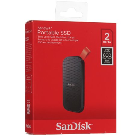 Внешний SSD SanDisk Portable, 2TB, USB 3.2 Gen 2 Type-C, R/W 800/-, черный