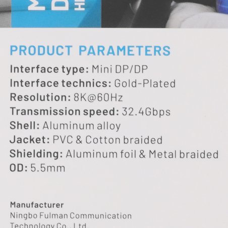 Кабель Vention DisplayPort v1.4 20M/Mini DP M - 1.5м