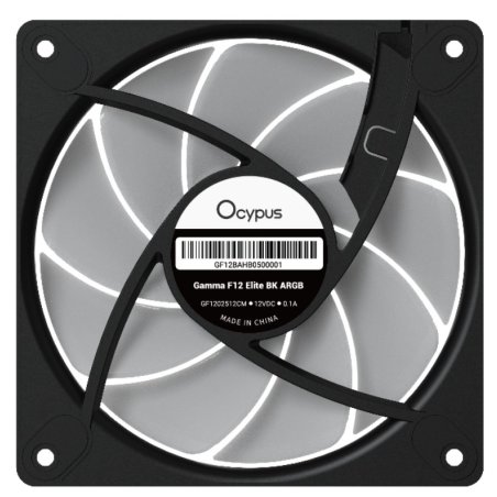 Вентилятор для корпуса Ocypus Gaммa F12 Elite WH ARGb 3 IN 1, 120x120x25мм, 4-PIN PWM, 600-1800 RPM, 26 DBA MAX, HYDRO BEARING