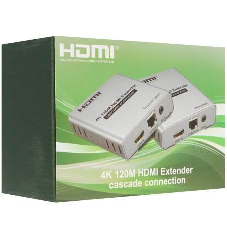Активный удлинитель ORIENT VE048, HDMI 4K extender (Tx+Rx), до 120 м по одной витой паре, HDMI 1.4b, 4K@30Hz/ 1080p@60Hz/3D, HDCP, передача ИК сигнала управления (датчики IR-TX/Rx в комплекте) (30932)