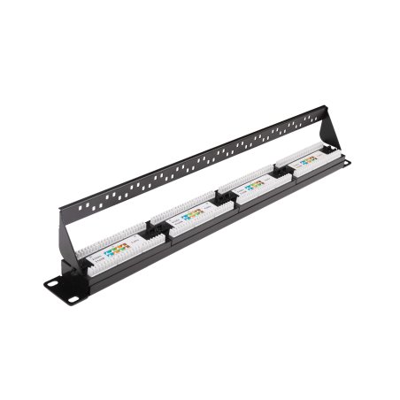 Патч-панель 19" (1U) WRLine WR-PL-24-C5E-D, 24 порта RJ-45, категория 5e, Dual IDC, с задним кабельным организатором, черный