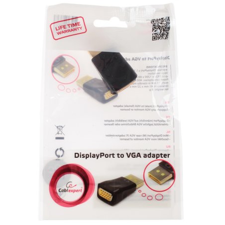 Переходник DisplayPort - VGA Cablexpert A-DPM-VGAF-01, 20M/15F, пакет