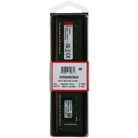 Оперативная память Kingston ValueRAM, DDR4, 8Gb (1x8Gb), 3200MHz, CL22, DIMM