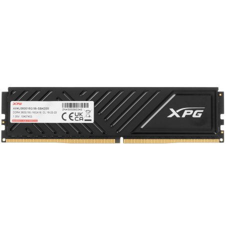 Оперативная память XPG Gaммix D35, 16Gb, DDR4, 3600MHz, CL18, UDIMM, с радиатором, черный