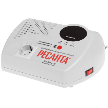 Стабилизатор напряжения Ресанта АСН- 500 Н/1-Ц 63/6/9 Стабилизатор 220В±8%, Габариты 260х200х110, Вес 2,6кг