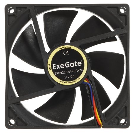 Вентилятор для корпуса ExeGate E09225H4P-PWM черный, 92 мм, 2000 об/мин, 26 дБ, 4 pin