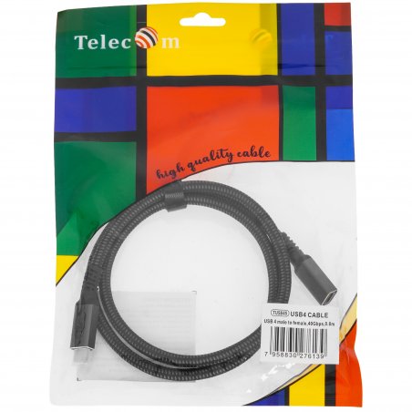 Кабель USB4 TypeCM/FM 8K@60Hz, 40Gbps, PD 240W, медь Telecom 0.8м TUS845-0.8M