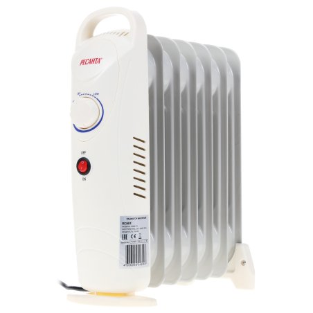 Обогреватель масляный Ресанта ОММ-7Н (7 секций) белый, 700 Вт, 10 м2, термостат 67/3/1