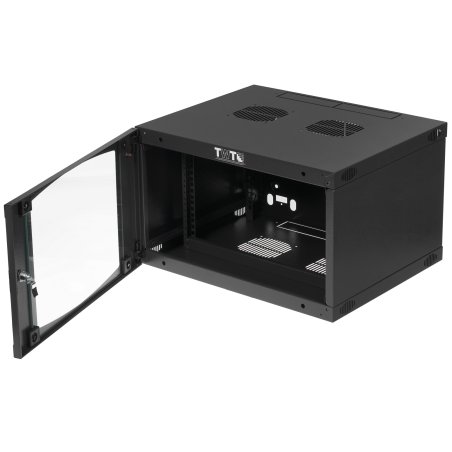 Шкаф настенный Lanmaster Next TWT-CBWNG-6U-6X4-BK 6U 550x450 мм пер. дв. стекл съемные бок. пан. 60 кг черный