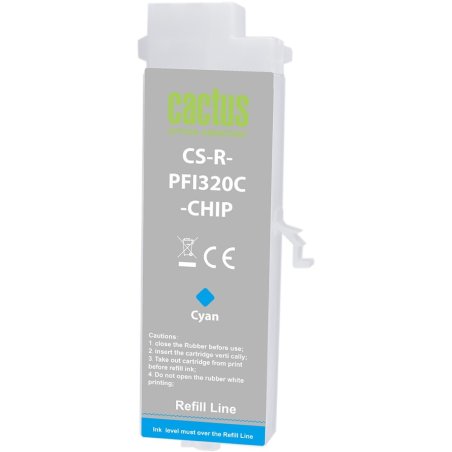 Картридж струйный Cactus CS-R-PFI320C-CHIP PFI-320C голубой (260мл) для Canon imagePrograff TM-200/200MFP/205/300/300MFP/305/250/255/350/355 с чипом