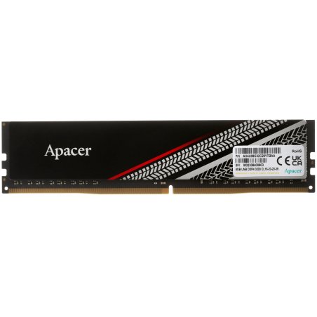 Оперативная память Apacer Tex, 8GB (1x8GB), DDR4, 3200MHz, CL16, UDIMM, с радиатором, серебристый/черный
