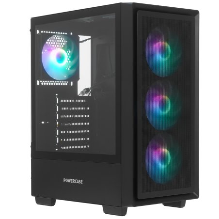 Компьютерный корпус Powercase Mistral AY4B ARGb, Tempered Glass, 4x 120мм ARGb Fans, черный, ATX (CMAYB-A4)