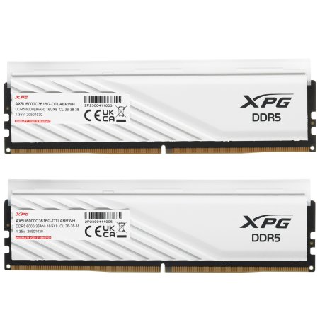 Оперативная память XPG Lancer Blade RGb, DDR5, 32Gb (2x16 Gb), 6000 MHz, CL36, радиатор, RGb, белый