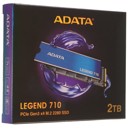 Накопитель SSD ADATA LEGEND 710, 2Tb, PCIe 3.0 x4, M.2 2280, NVMe, R/W 2400/1800, с радиатором