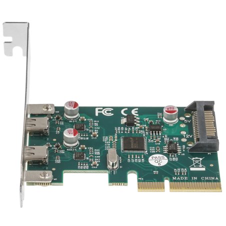 Контроллер ExeGate EXE-313 PCI-Ex4, 2*USB3.1 Type-C ext, разъем доп.питания (OEM)