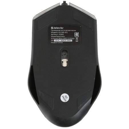 Мышь проводная Defender Hit MB-601 черный, 1200 dpi, USB, кнопки - 4