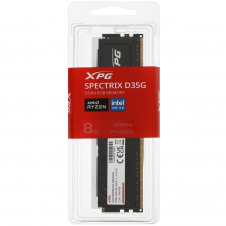 Оперативная память XPG Spectrix D35G RGb, 8Gb (1x8GB), DDR4, 3200MHz, CL16, DIMM, с радиатором, черный, RGb