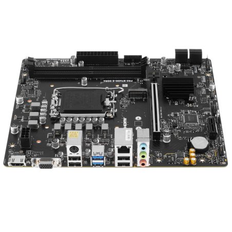 Материнская плата MSI PRO B760M-E DDR4, LGA 1700, Intel B760, 2xDDR4, 4xSATA, 1xM.2, 1xPCIe 4.0 x16, 1xPCIe 4.0 x1, 1xHDMI, 1xVGA, 1x1Gb LAN, 2xUSB-A 3.2 Gen 1, 4xUSB-A 2.0, 3x3.5 мм, 7.1, mATX