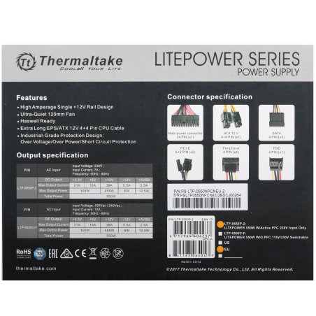 Блок питания Thermaltake Smart Pro RGb (PS-SPR-0750FPCBEU-R), 750Вт, 80 PLUS Bronze, 140мм, модульный, черный