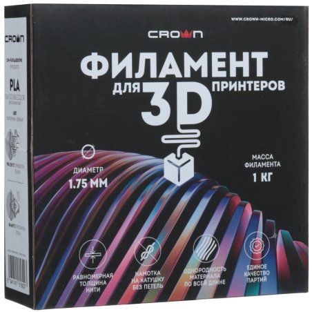 Филамент Crown Micro CM-FILPLASD011PG PLA Silk двойной 1.75 1кг пурпурный-зелёный