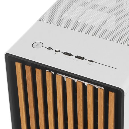 Компьютерный корпус без блока питания Case Fractal Design North TG Clear Tint, Midi-Tower, 2x140мм, 2xUSB-A 3.2 + 1xUSB 3.2 Type-C ATX, mATX, mITX Wood panel, Chalk белый