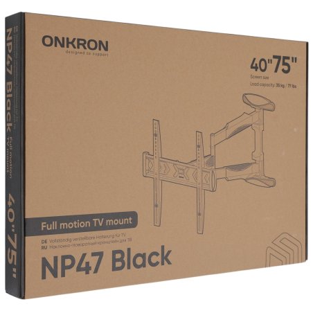 Кронштейн ONKRON NP47 для телевизора 40" - 75" наклонно-поворотный, черный
