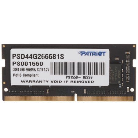 Оперативная память Patriot Signature, DDR4, 4GB (1x4 GB), 2666 MHz, CL19, SO-DIMM