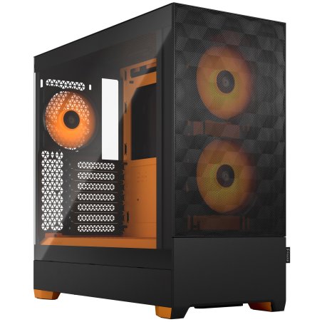 Компьютерный корпус без блока питания Fractal Design Pop Air RGb Orange Core TG Clear Tint, Midi-Tower, 3x120мм RGb, 2xUSB-A 3.2 ATX, mATX, mITX Black/Orange