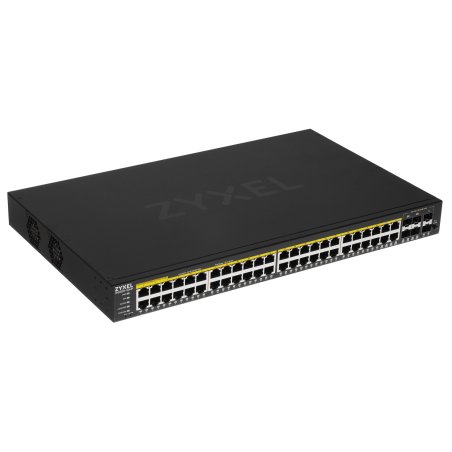 Гибридный L2 коммутатор PoE+ Zyxel NebulaFlex Pro GS2220-50HP, rack 19", 44xGE PoE+, 4xCombo (SFP/RJ-45 PoE+), 2xSFP, бюджет PoE 375 Вт, автономное/облачное управление