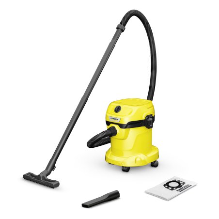 Строительный пылесос Karcher WD 2 V-15/4/18 желтый, 180/1000 Вт, уборка сухая/влажная, пылесборник мешок/контейнер, 15 л