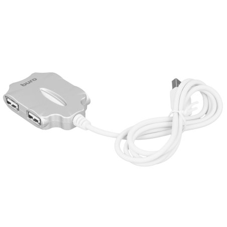 Разветвитель USB 2.0 Buro BU-HUB4-0.5-U2.0-Candy 4порт. серебристый