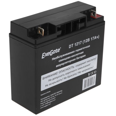 Батарея ExeGate DT 1217 (12V 17Ah, клеммы F3 (болт М5 с гайкой))