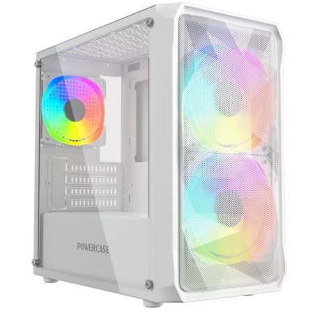 Компьютерный корпус Powercase Mistral Micro A3W ARGb, Tempered Glass, 2x 140мм ARGb PWM+1x 120мм ARGb PWM, белый, mATX (CMMAW-A3)