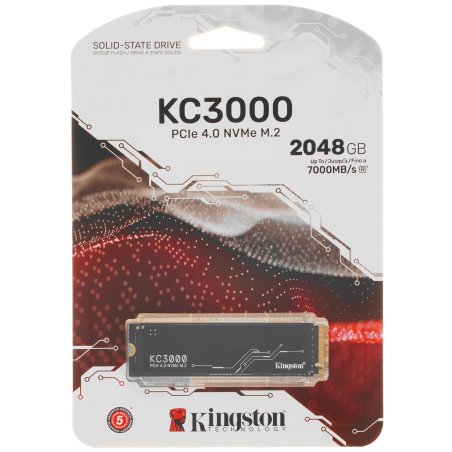 Накопитель SSD Kingston KC3000, 2Tb, PCIe 4.0 x4, M.2 2280, NVMe, R/W 7000/7000, с радиатором